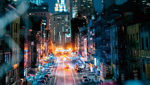 Preview wallpaper night city, street, lights, overview, cityscape