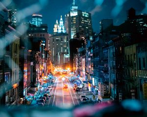 Preview wallpaper night city, street, lights, overview, cityscape