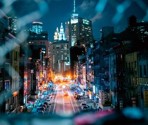 Preview wallpaper night city, street, lights, overview, cityscape