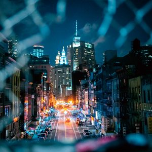 Preview wallpaper night city, street, lights, overview, cityscape