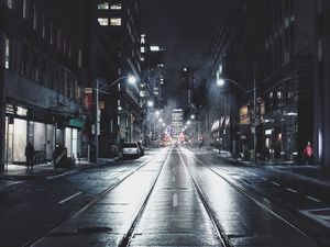Preview wallpaper night city, street, road, buildings, toronto, canada