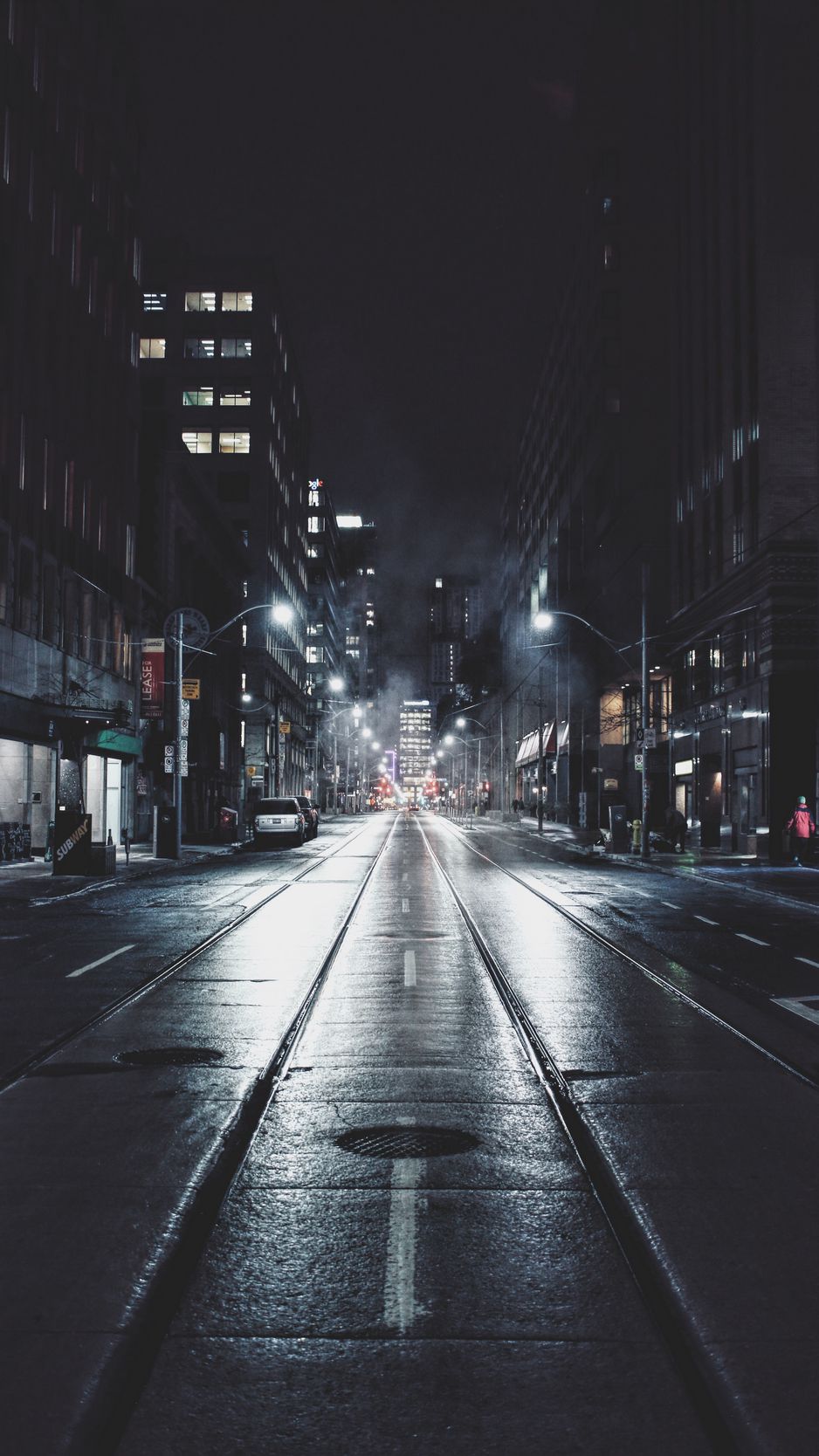 Download wallpaper 938x1668 night city, street, road, buildings, toronto,  canada iphone 8/7/6s/6 for parallax hd background