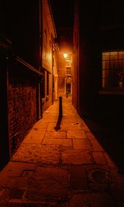 Preview wallpaper night city, street, road, lantern, glow