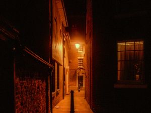 Preview wallpaper night city, street, road, lantern, glow