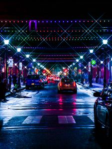 Preview wallpaper night city, street, traffic, lights, illumination