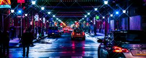 Preview wallpaper night city, street, traffic, lights, illumination