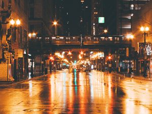 Preview wallpaper night city, street, traffic, lighting