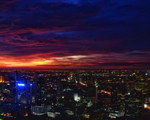 Preview wallpaper night city, sunset, buildings, city lights, bangkok
