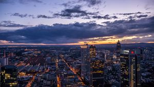 Preview wallpaper night city, top view, buildings