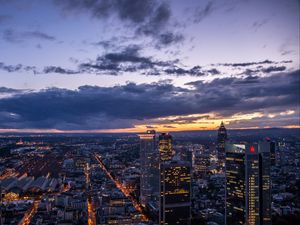 Preview wallpaper night city, top view, buildings