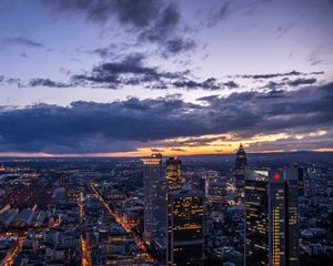 Preview wallpaper night city, top view, buildings