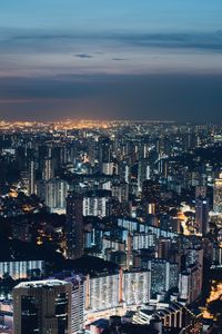 Preview wallpaper night city, top view, buildings, city lights