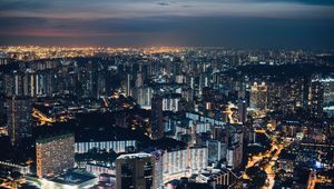 Preview wallpaper night city, top view, buildings, city lights