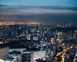 Preview wallpaper night city, top view, buildings, city lights