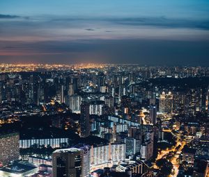 Preview wallpaper night city, top view, buildings, city lights