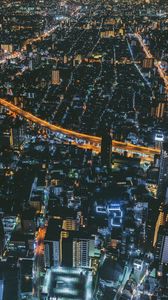 Preview wallpaper night city, top view, city lights, osaka, japan