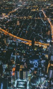 Preview wallpaper night city, top view, city lights, osaka, japan