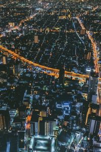 Preview wallpaper night city, top view, city lights, osaka, japan