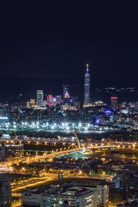 Preview wallpaper night city, top view, skyscrapers, city lights, taiwan taipei