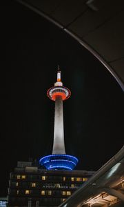 Preview wallpaper night city, tower, architecture, building, japan