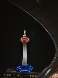 Preview wallpaper night city, tower, architecture, building, japan