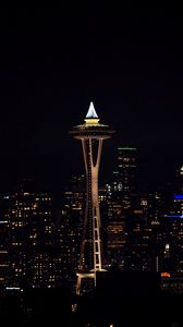 Preview wallpaper night city, tower, lights, buildings