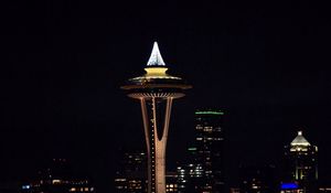 Preview wallpaper night city, tower, lights, buildings