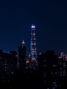 Preview wallpaper night city, tower, lights, night