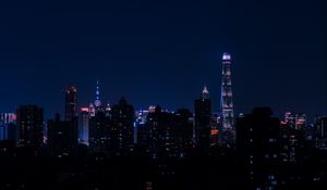 Preview wallpaper night city, tower, lights, night