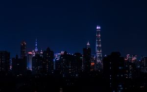 Preview wallpaper night city, tower, lights, night