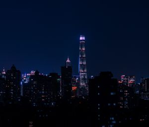 Preview wallpaper night city, tower, lights, night