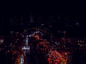 Preview wallpaper night city, traffic, cars, street