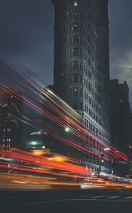 Preview wallpaper night city, traffic, light, road, building
