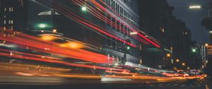 Preview wallpaper night city, traffic, light, road, building