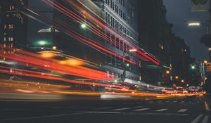 Preview wallpaper night city, traffic, light, road, building