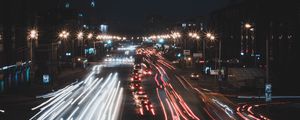 Preview wallpaper night city, traffic, road