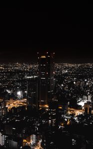 Preview wallpaper night city, view from above, city lights, skyscrapers, tokyo, japan