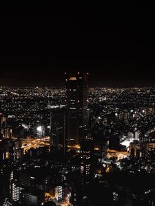 Preview wallpaper night city, view from above, city lights, skyscrapers, tokyo, japan