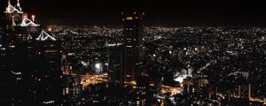 Preview wallpaper night city, view from above, city lights, skyscrapers, tokyo, japan