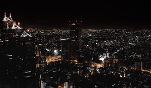 Preview wallpaper night city, view from above, city lights, skyscrapers, tokyo, japan