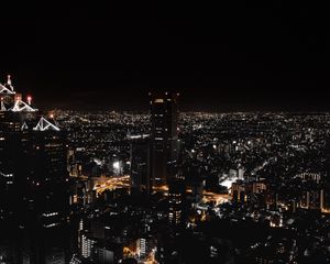 Preview wallpaper night city, view from above, city lights, skyscrapers, tokyo, japan