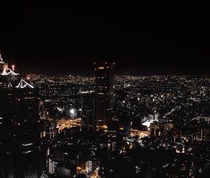 Preview wallpaper night city, view from above, city lights, skyscrapers, tokyo, japan