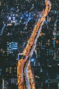 Preview wallpaper night city, view from above, osaka, city lights, japan