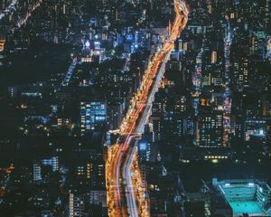 Preview wallpaper night city, view from above, osaka, city lights, japan