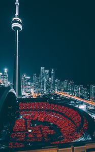 Preview wallpaper night city, view from above, skyscrapers, toronto, canada