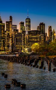 Preview wallpaper night city, water, new york