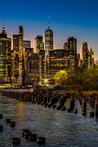 Preview wallpaper night city, water, new york