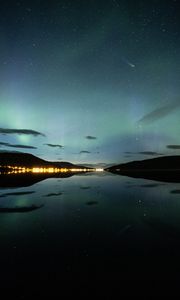 Preview wallpaper night, lake, starry sky, stars, reflection
