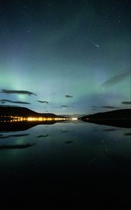Preview wallpaper night, lake, starry sky, stars, reflection
