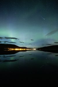 Preview wallpaper night, lake, starry sky, stars, reflection